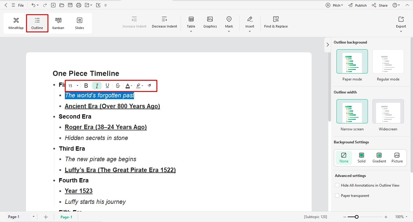 create a timeline on edrawmind