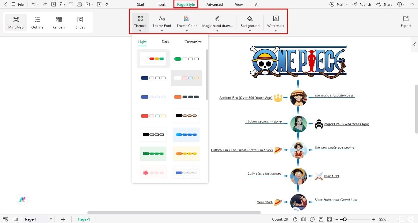 create a timeline on edrawmind