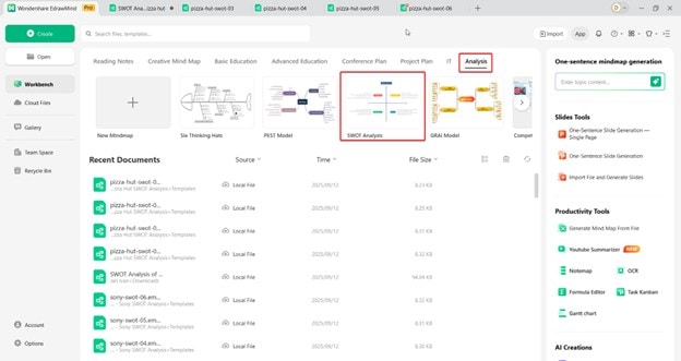 edrawmind homepage-screenshot of the EdrawMind homepage showing the Analysis section
