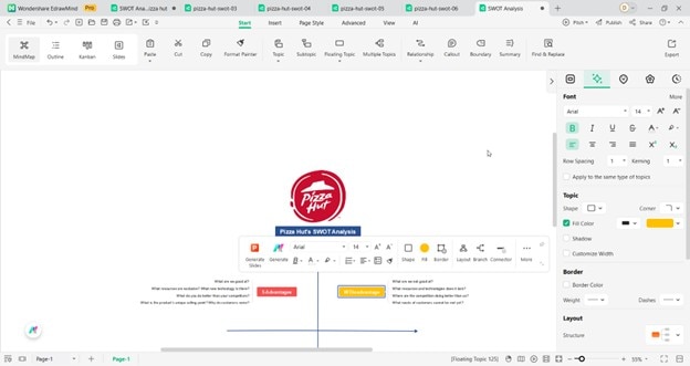 edrawmind design tools-screenshot of design customization options in EdrawMind