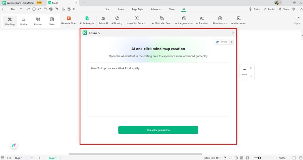 editing interface making central topic