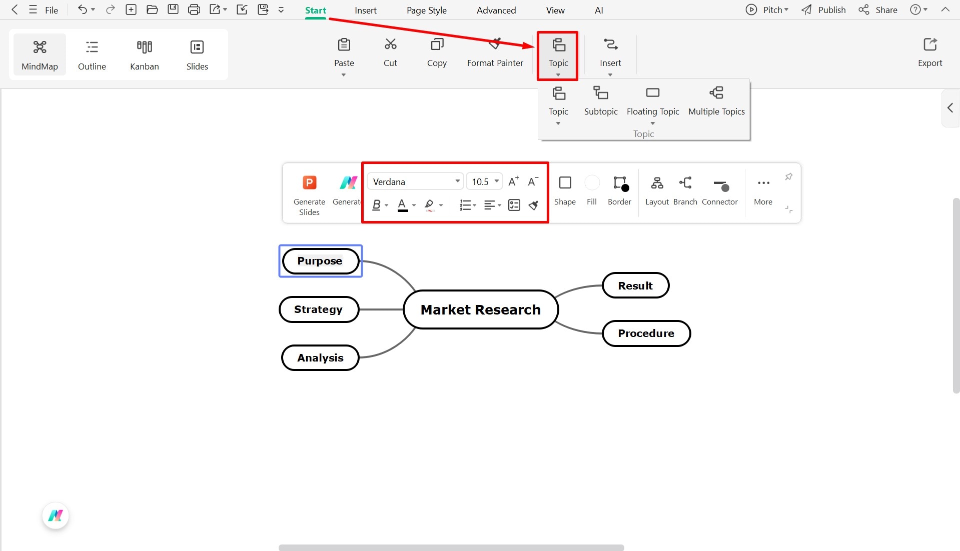 user adds research branches to the mind map in EdrawMind