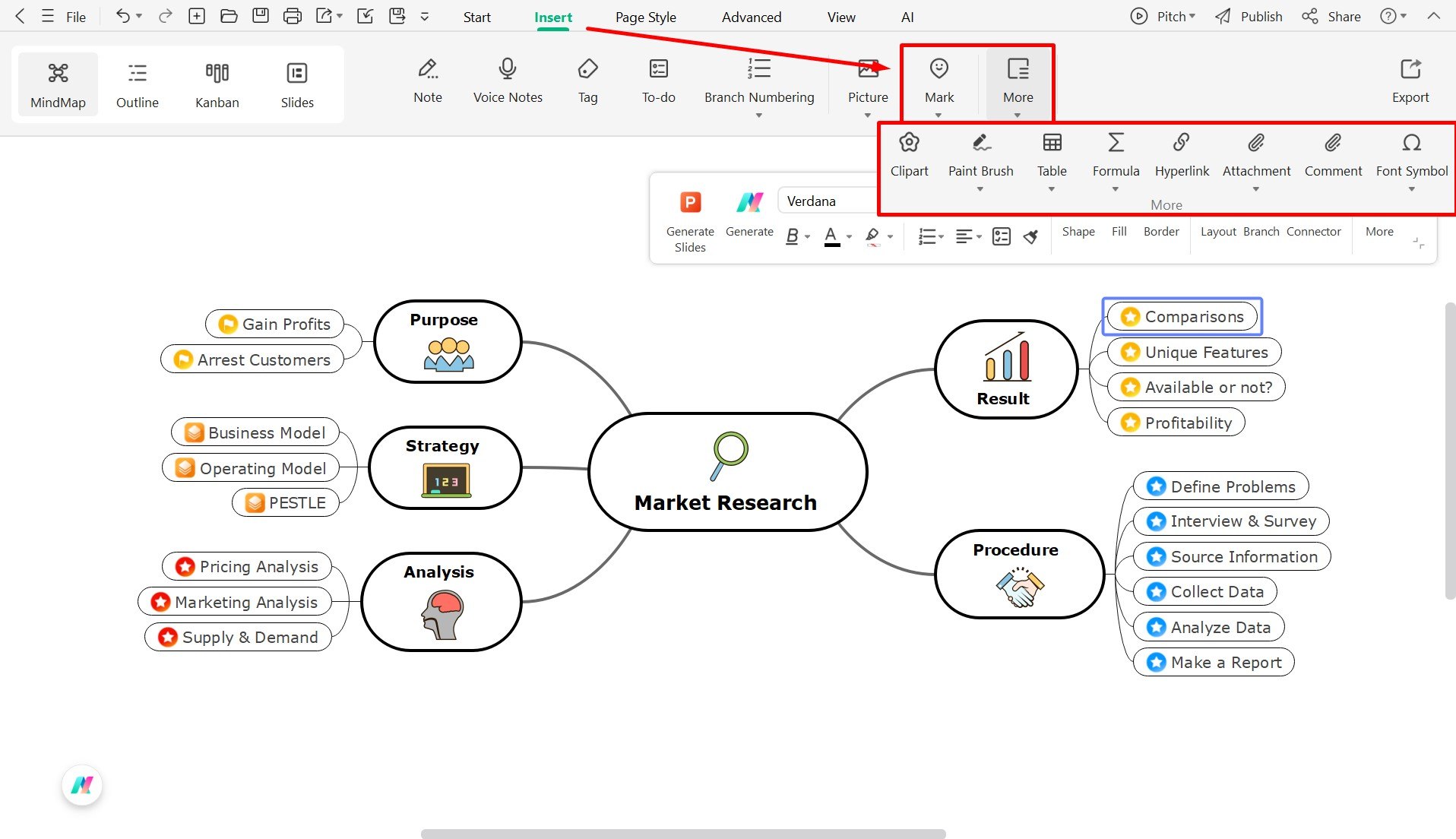 user adds hyperlinks and marks to the mind map in EdrawMind