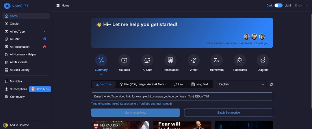 notegpt homepage