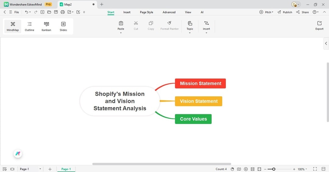 add main topics to mind map