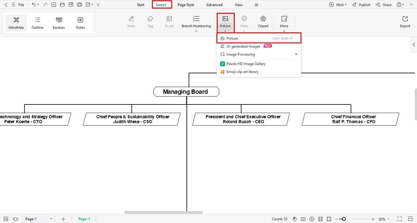 make an organizational chart from scratch