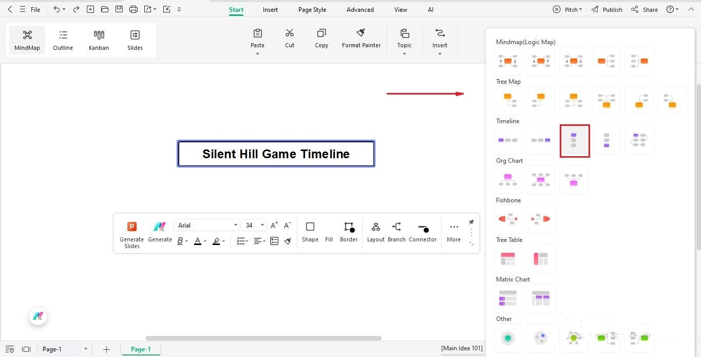 insert timeline layout
