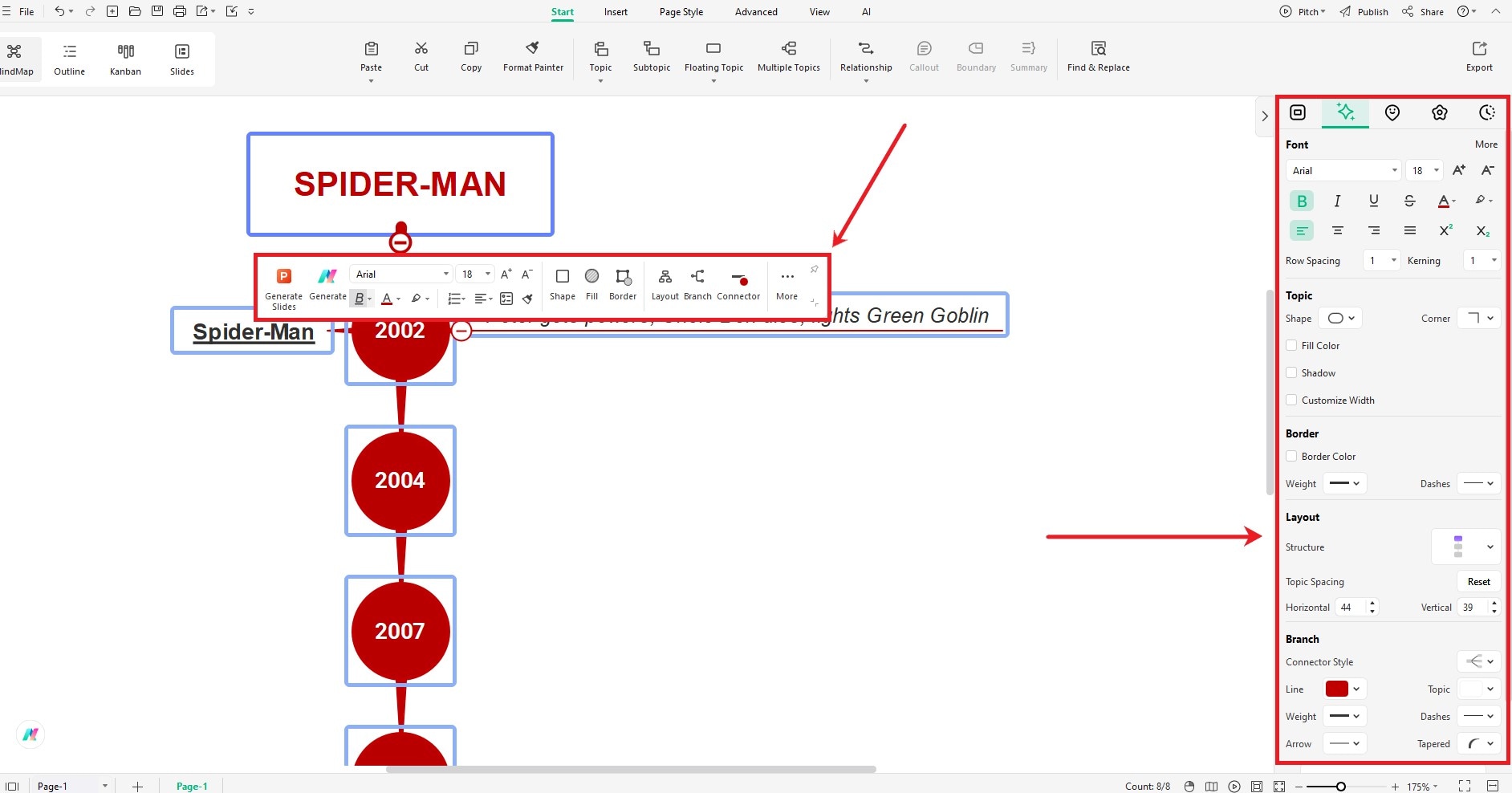 customize topics and branches