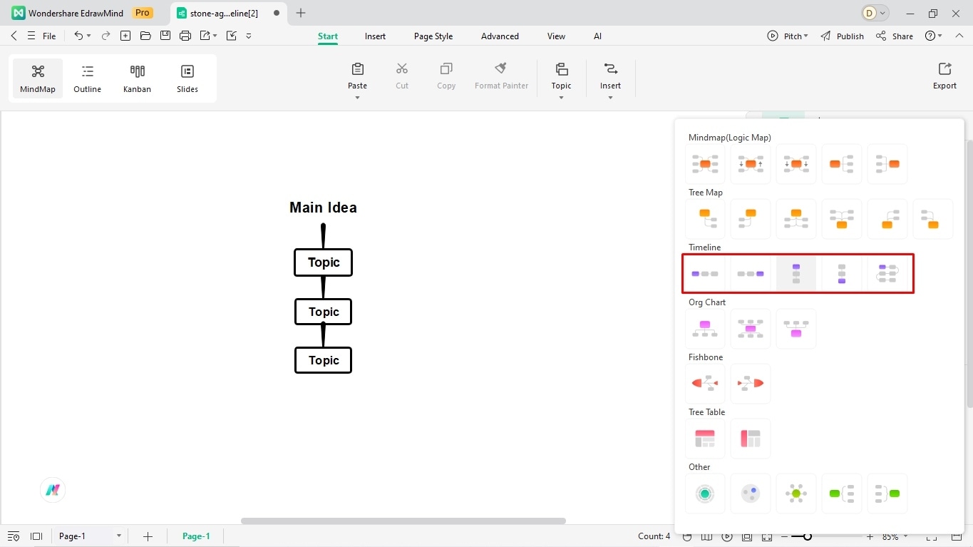 create a timeline with edrawmind