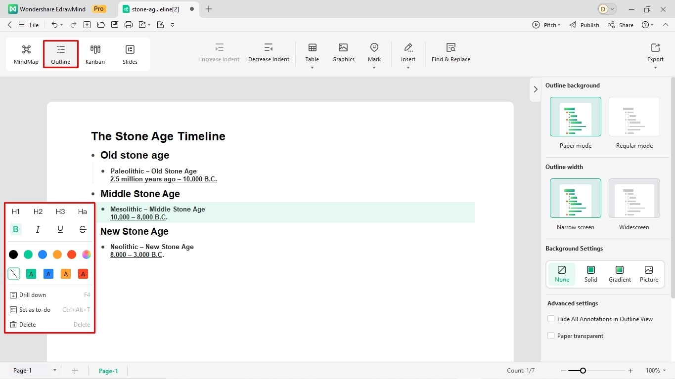create a timeline with edrawmind