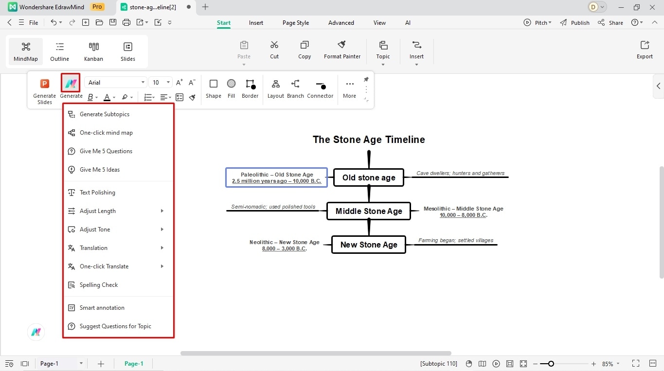 create a timeline with edrawmind