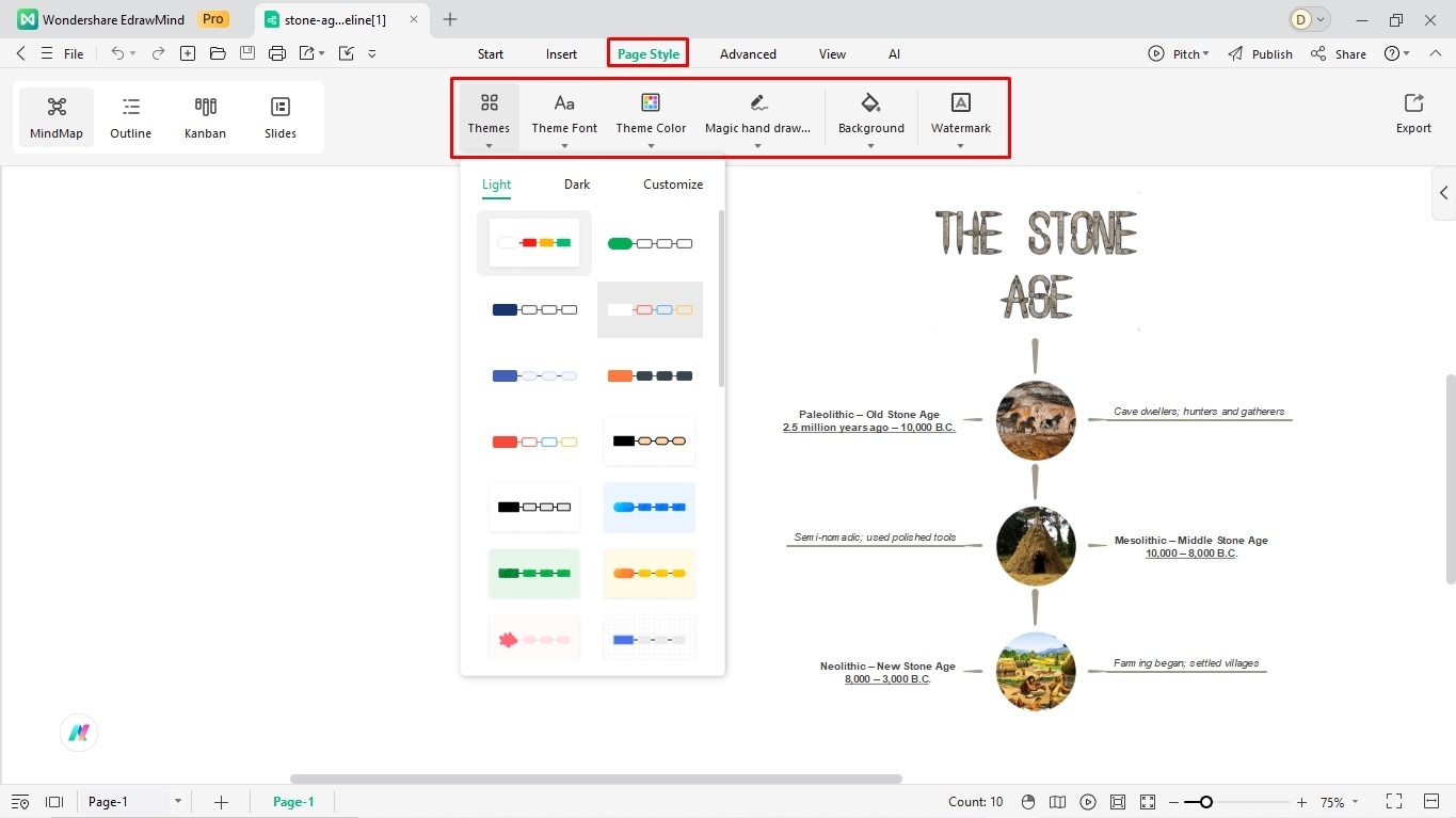 create a timeline with edrawmind