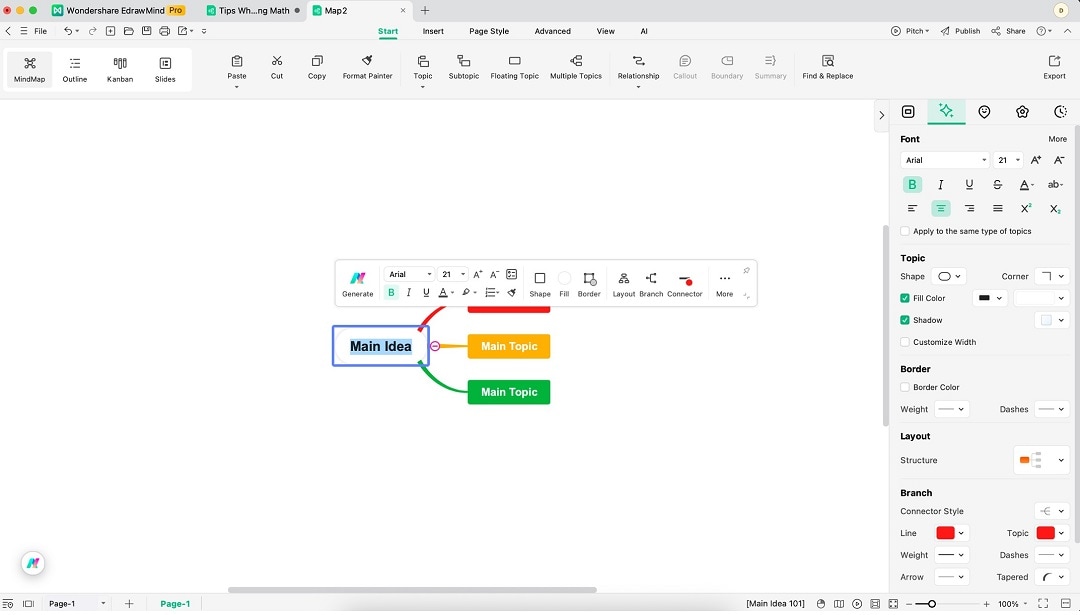 edrawmind branches-add main topic