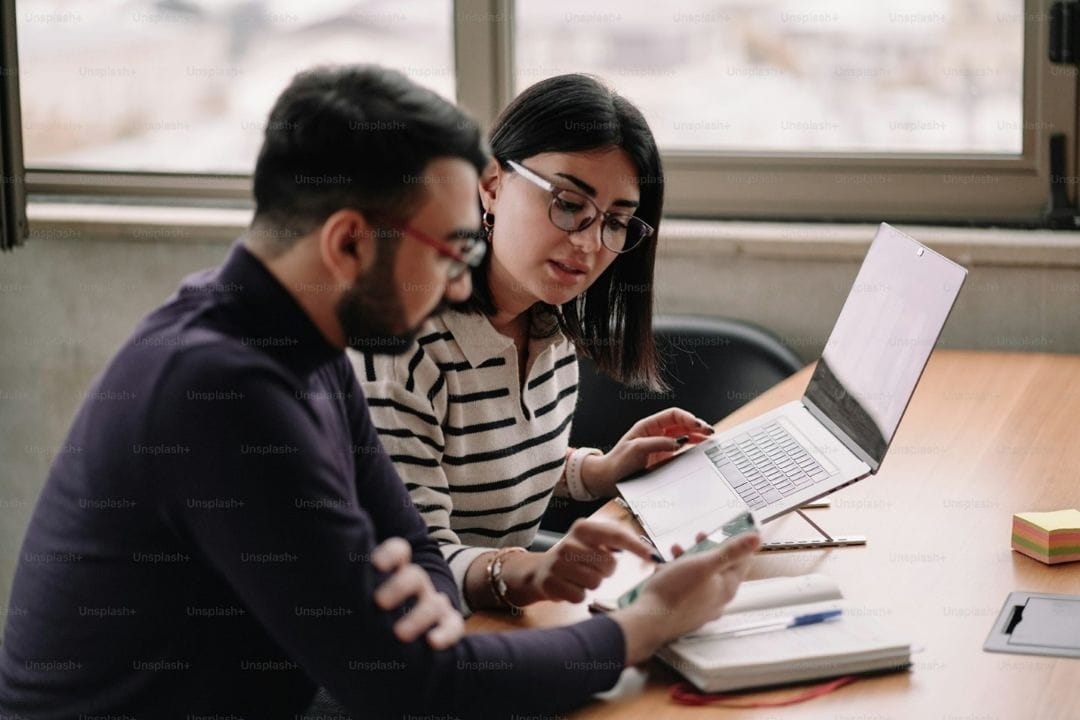 two people studying together