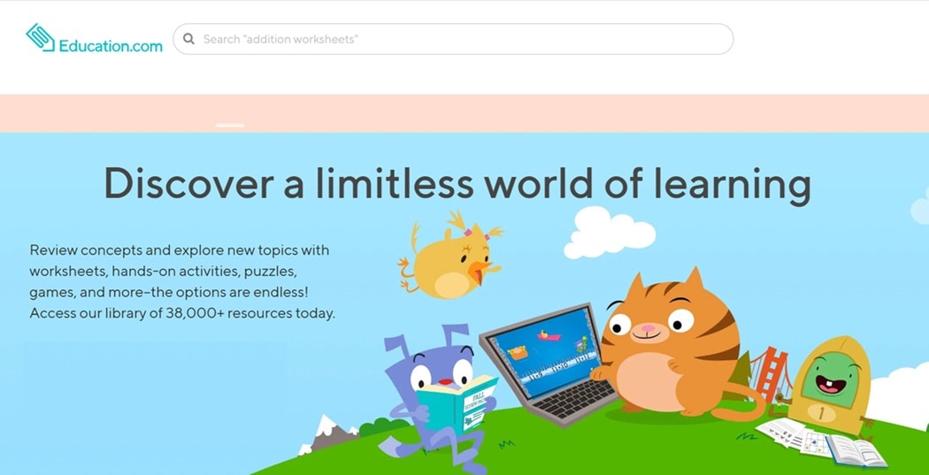 education website interface