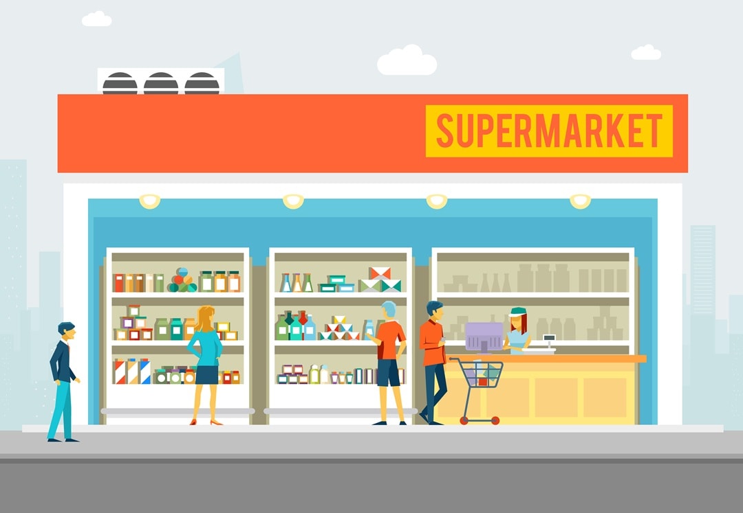 supermarket-people in supermarket illustration