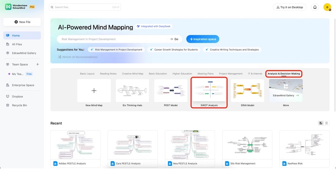 edrawmind online swot access