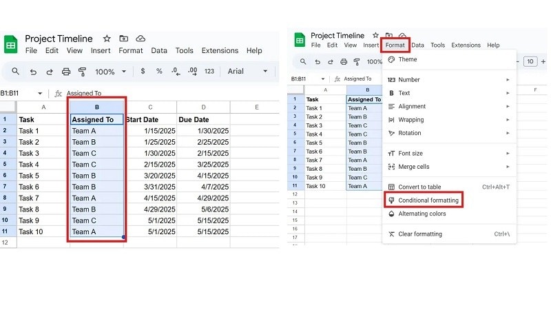conditional formatting