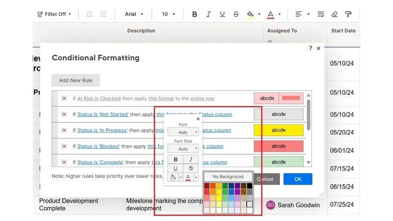 smartsheet conditional formatting 3