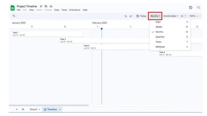 view timeline by