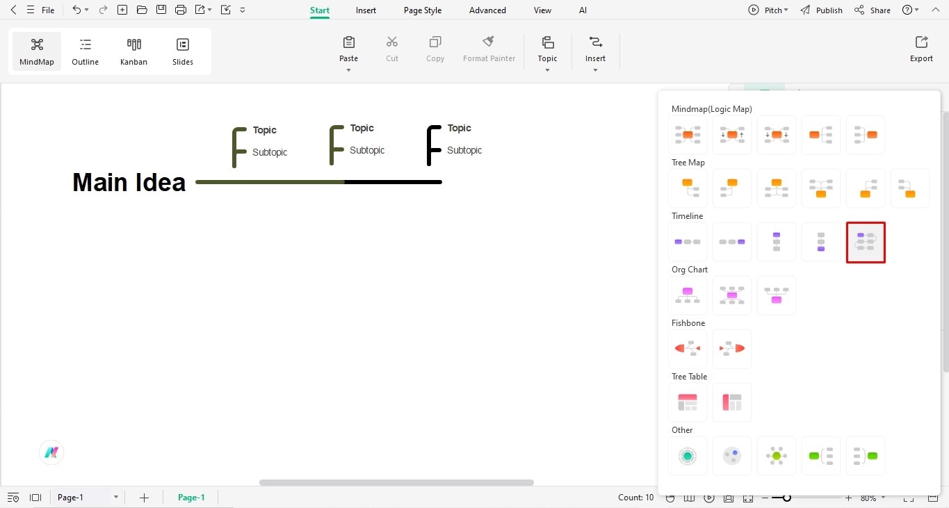 adjust the layout to timeline edrawmind