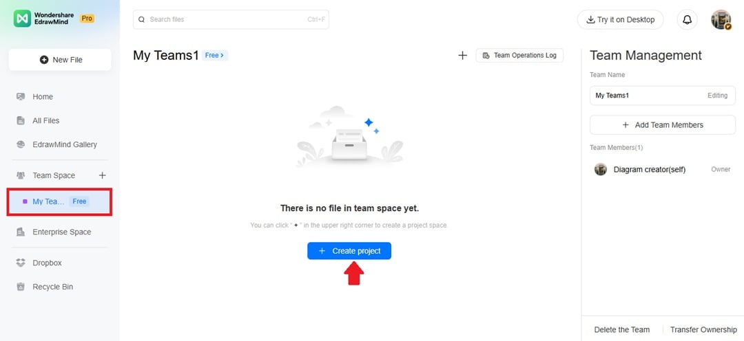 edrawmind create a project