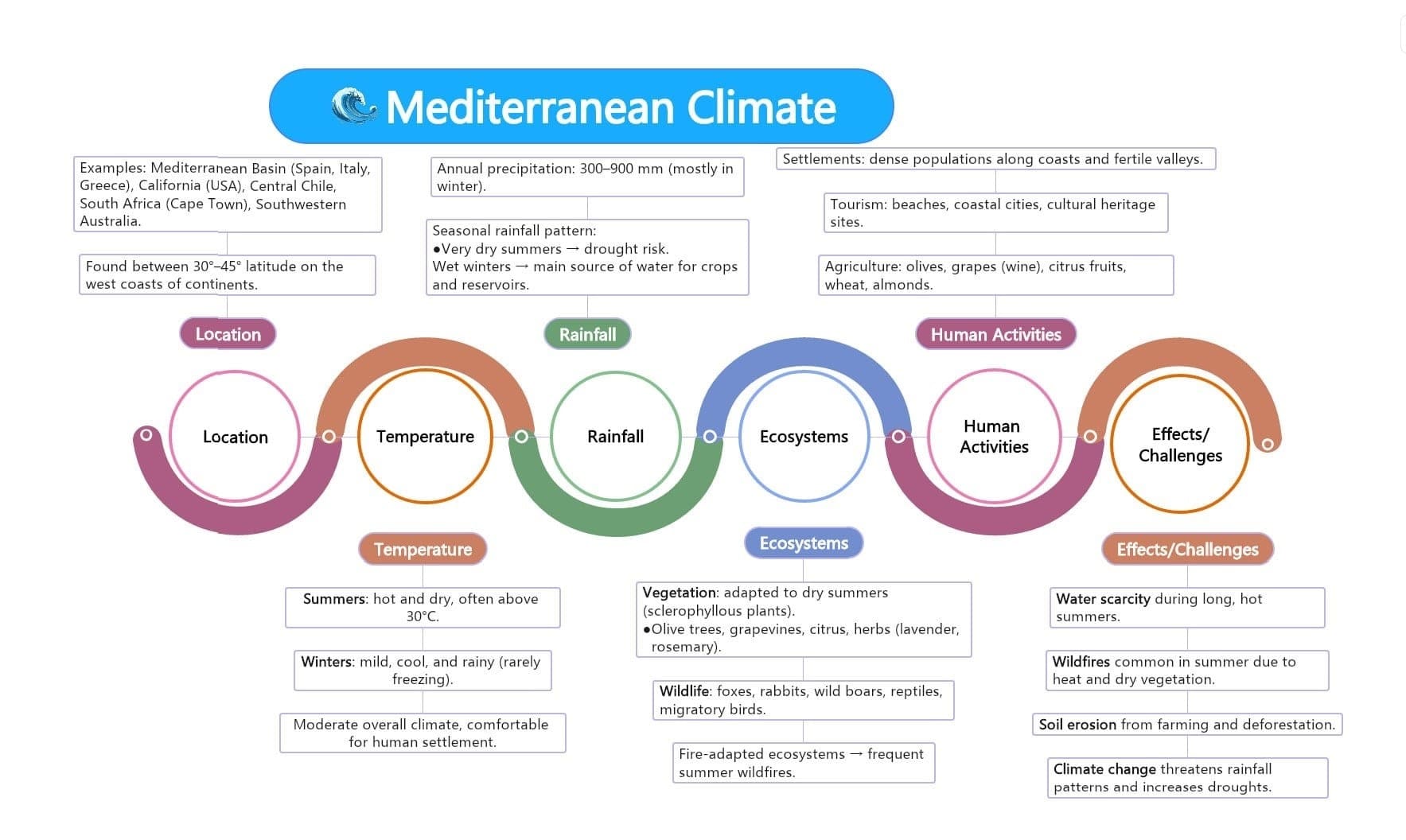 mind map for Mediterranean climate