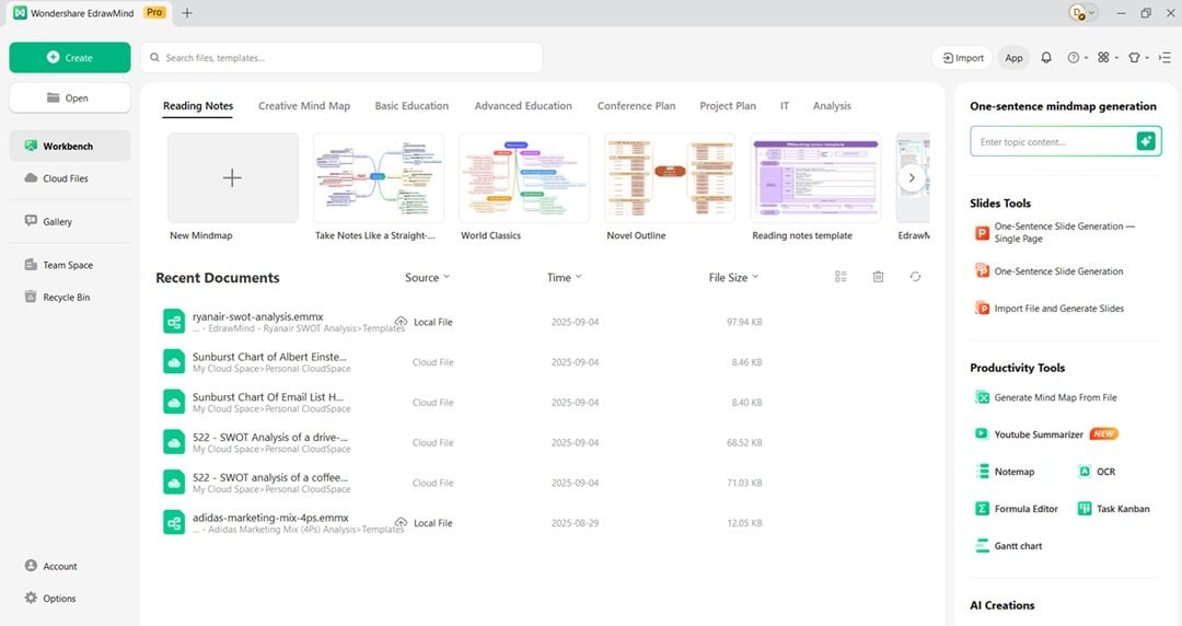 edrawmind user interface