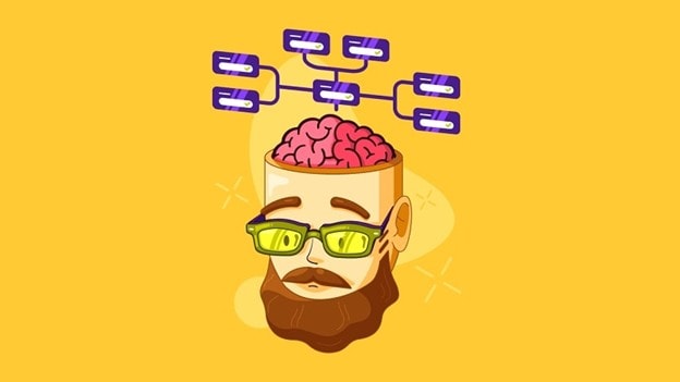 upsc mind map - head with information from brain