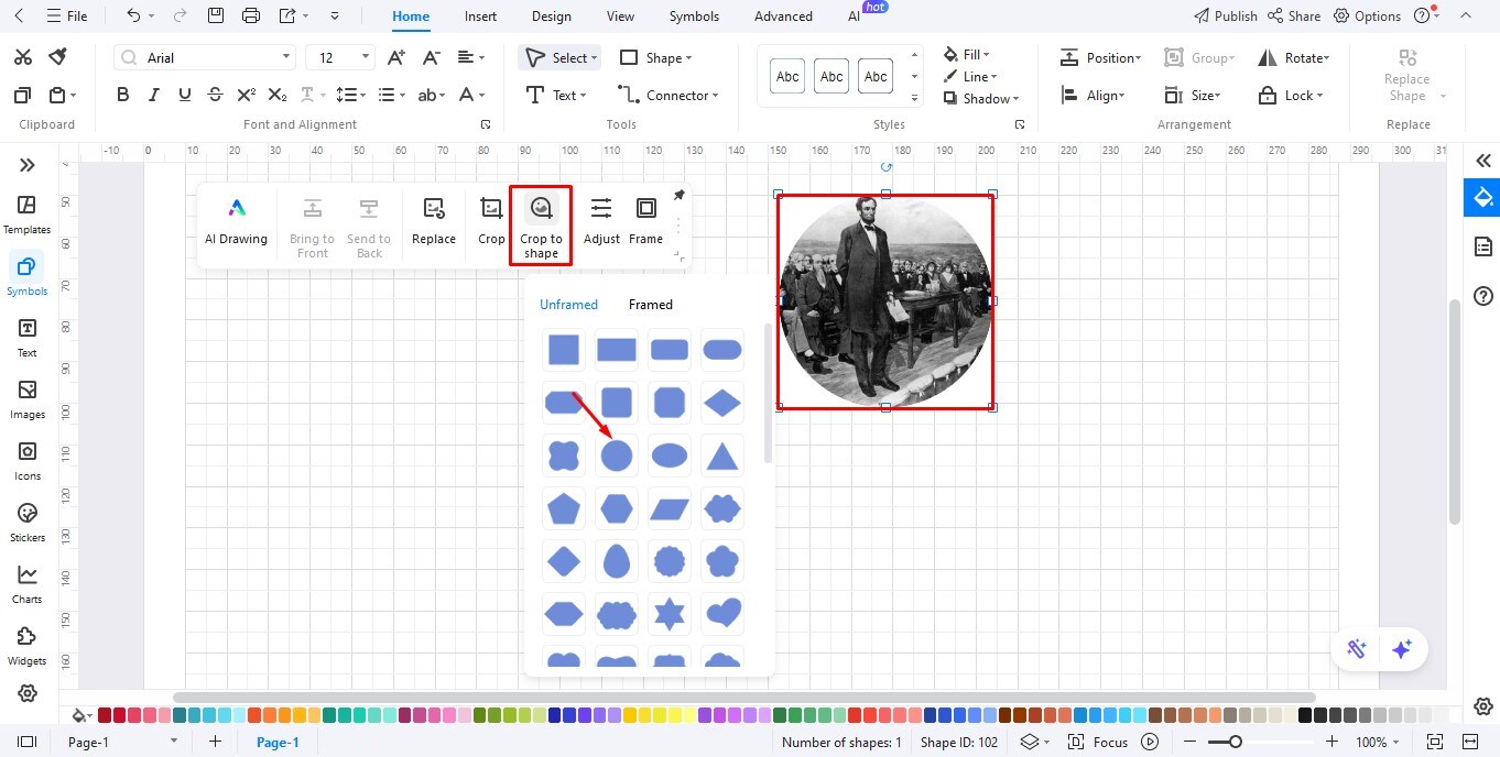 EdrawMind-change image shape in edrawmax