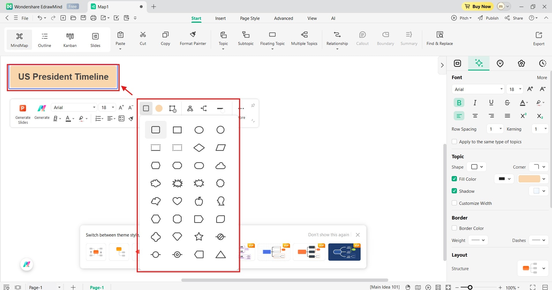 Select Shape and Colours-select your shapes and colours