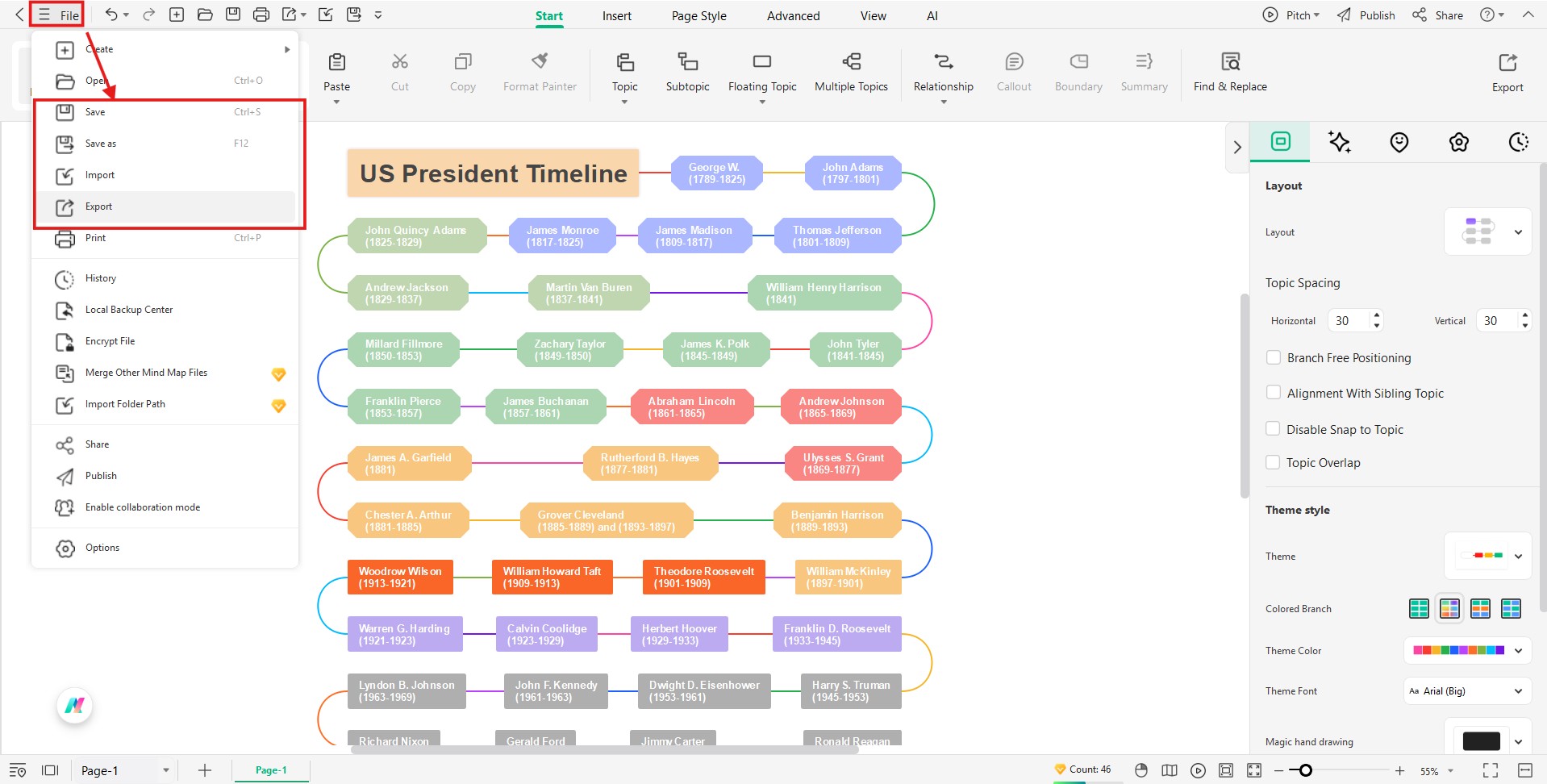 Exporting the File-saving and exporting the file