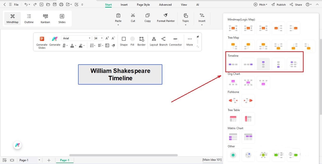 insert timeline layout