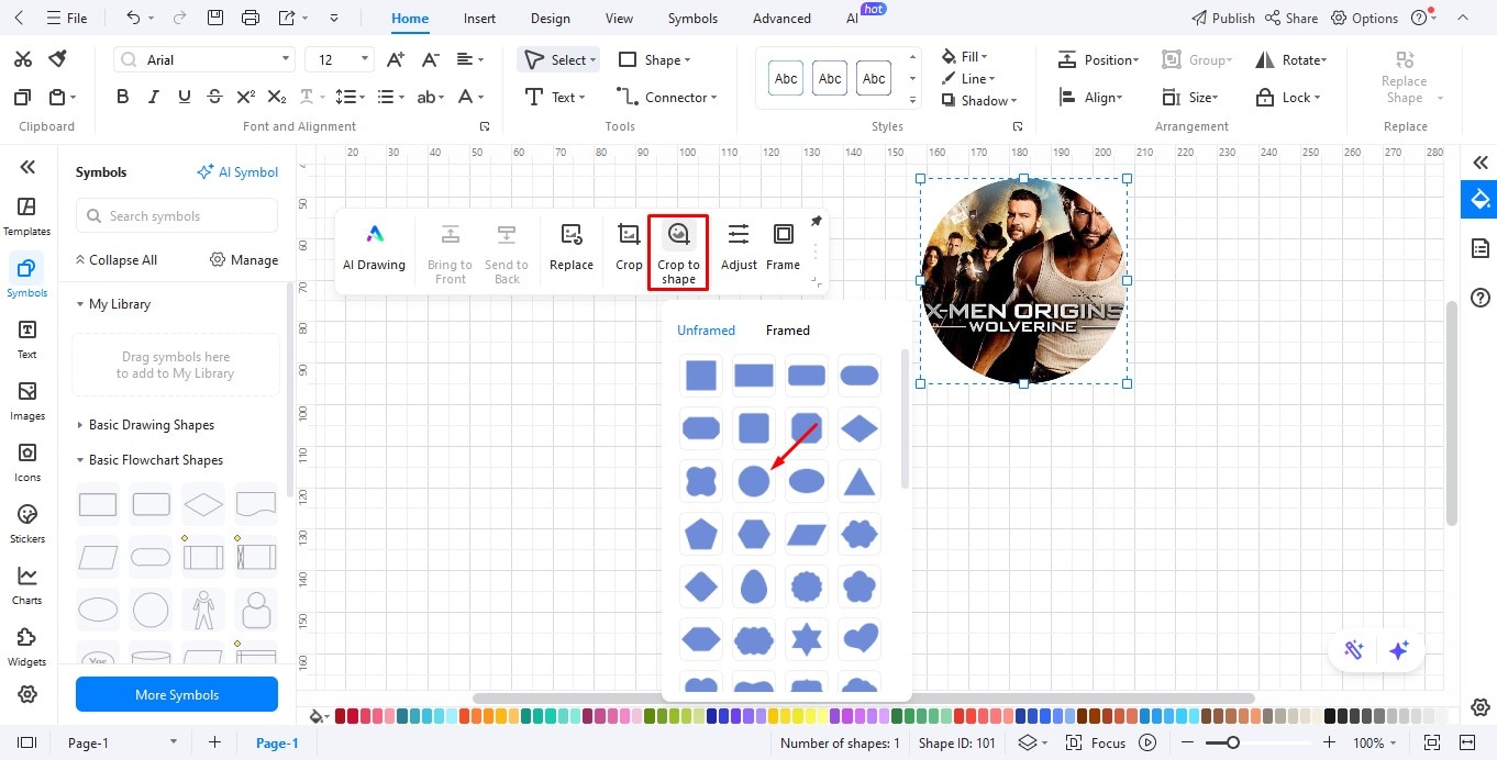 change image shape in edrawmax