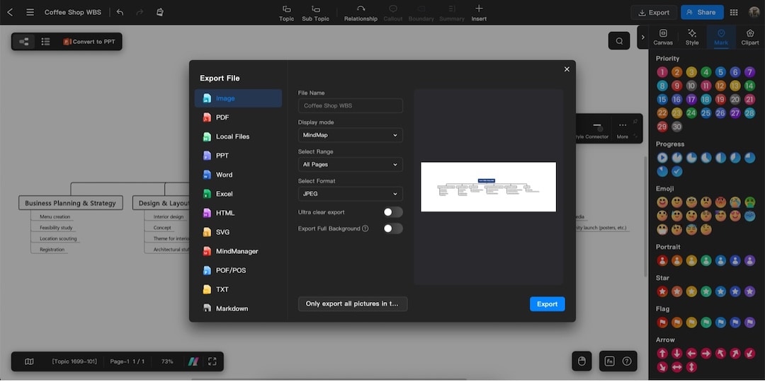 edrawmind export tools-software interface