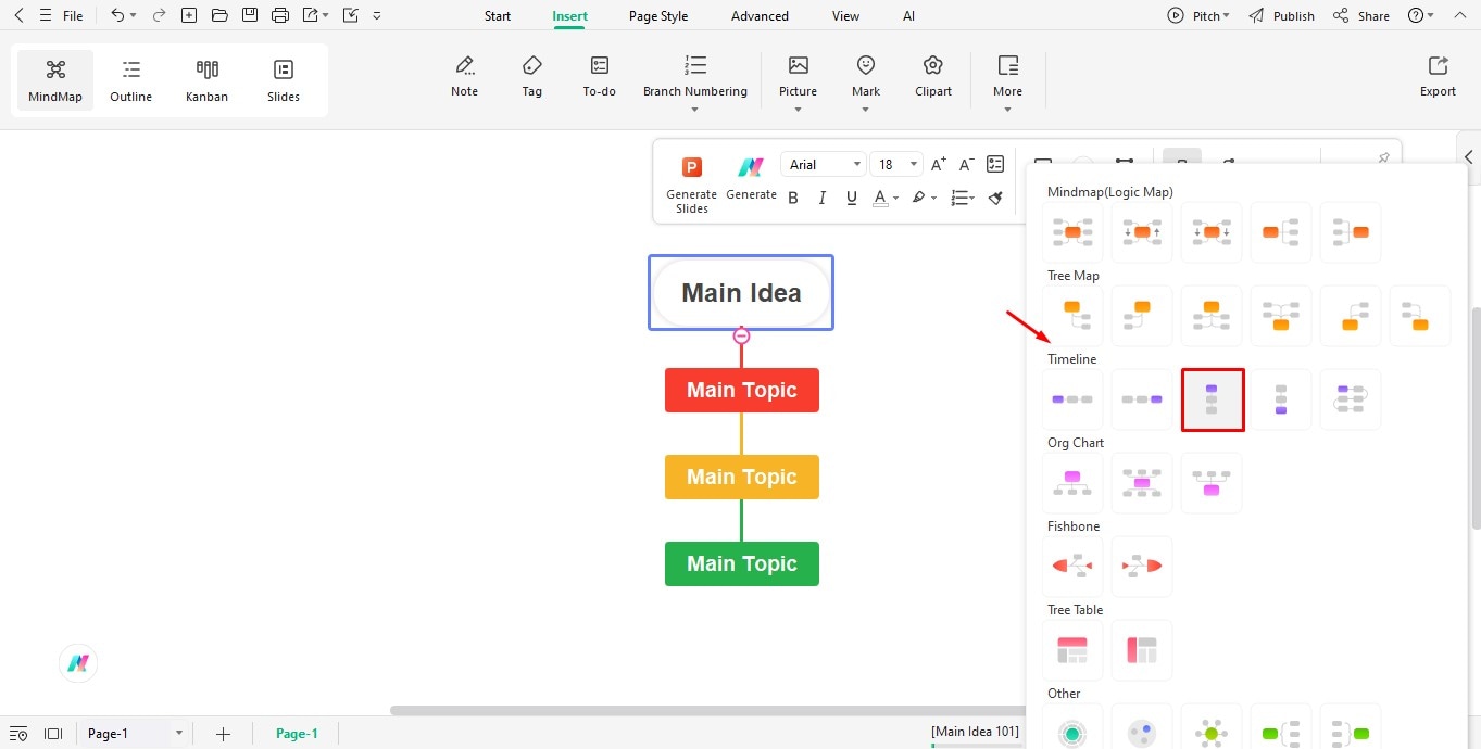 select timeline layout