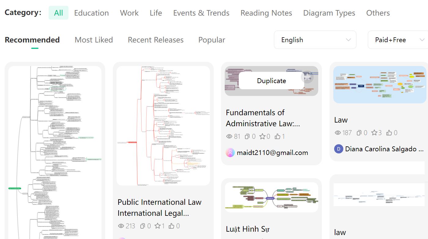 EdrawMind에서 제공하는 샘플 템플릿