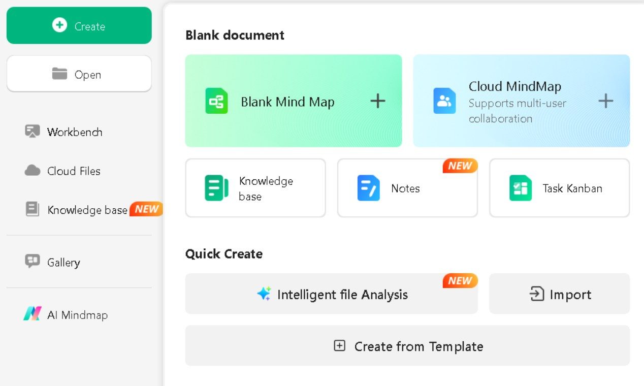 EdrawMind - Home Screen Interface