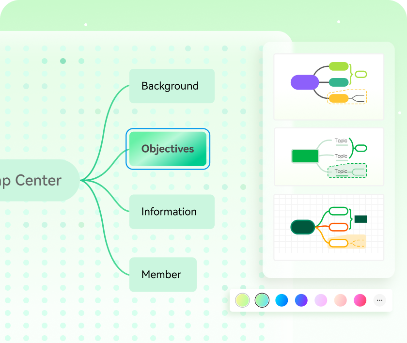 Customize your mind map with a variety of visually appealing themes.