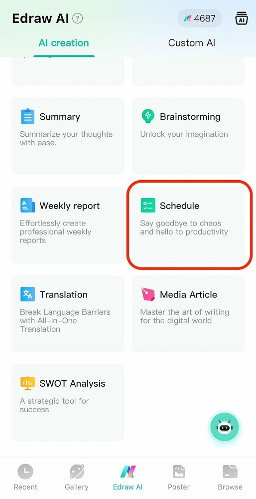 page schedule