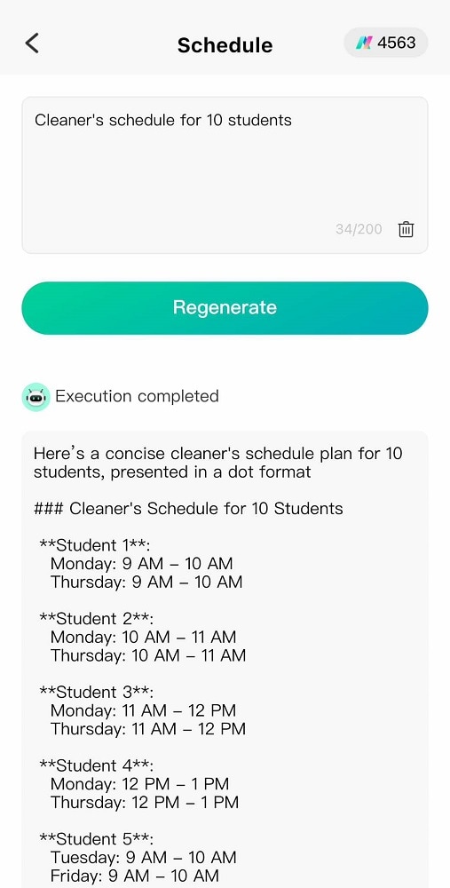 schedule prompt and result