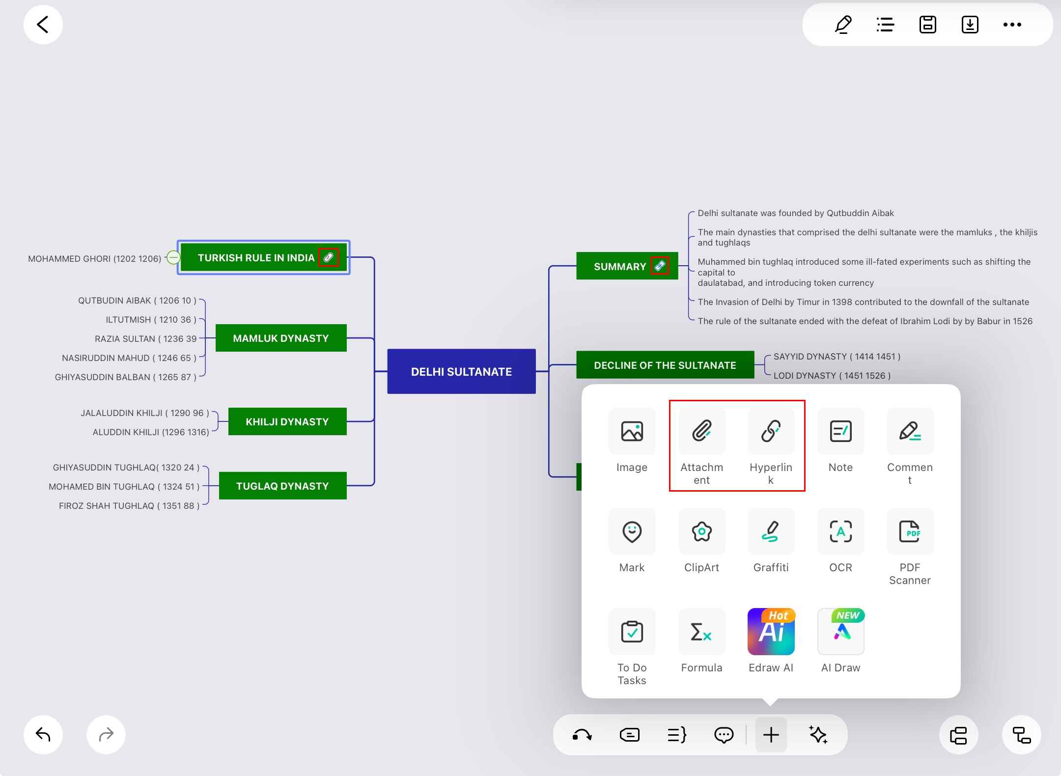 edrawmind attachment and hyperlink
