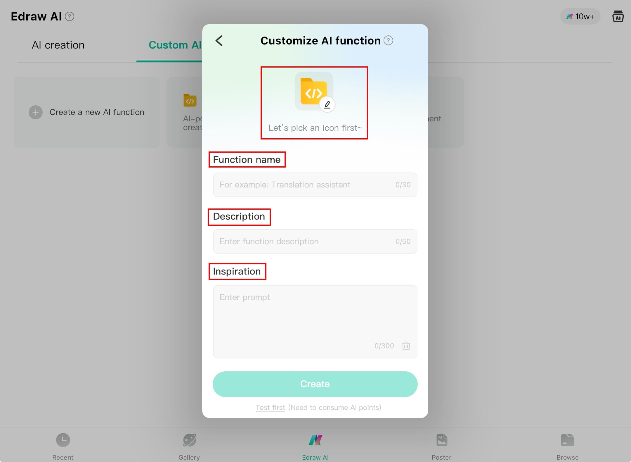 edrawmind customize ai function