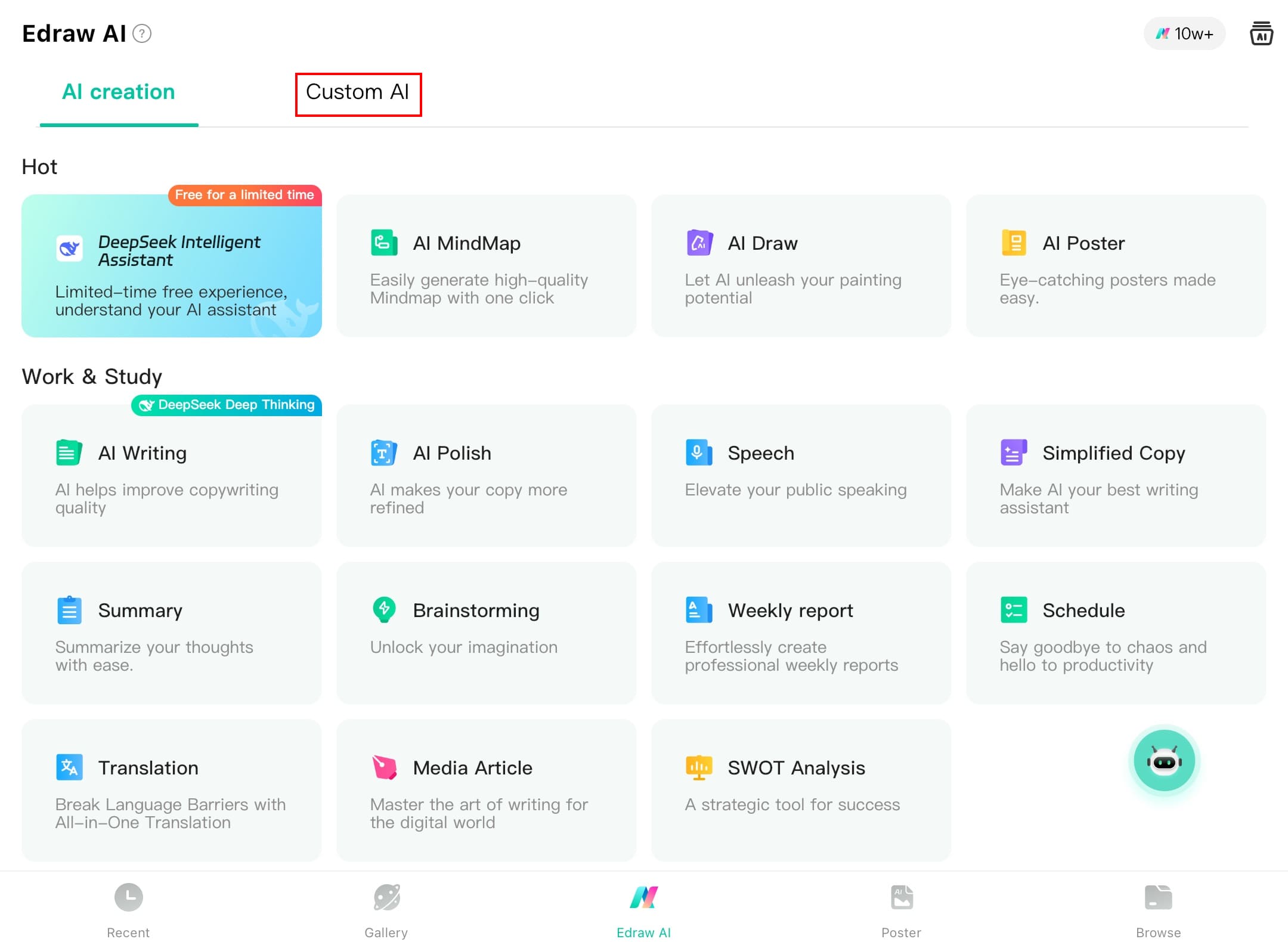 edrawmind custom ai option