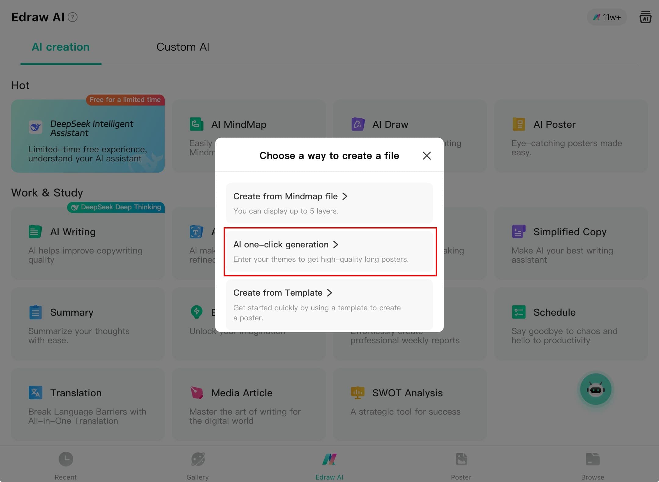 edrawmind AI one-click generation