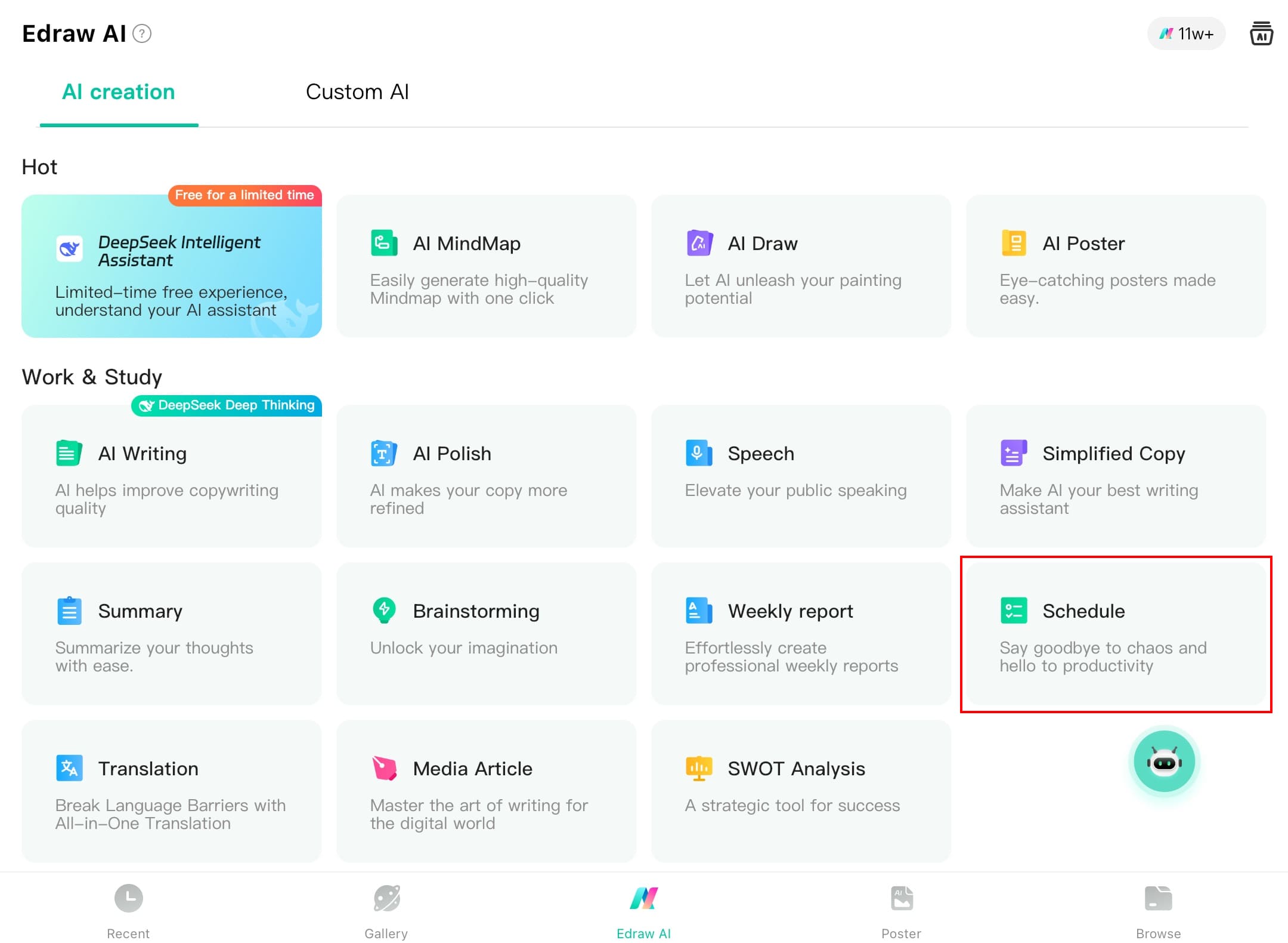 edrawmind ai schedule feature