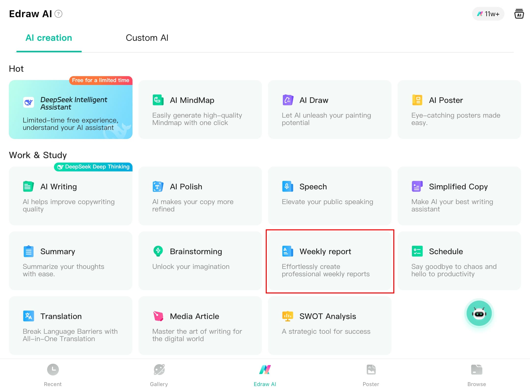 edrawmind ai weekly report feature