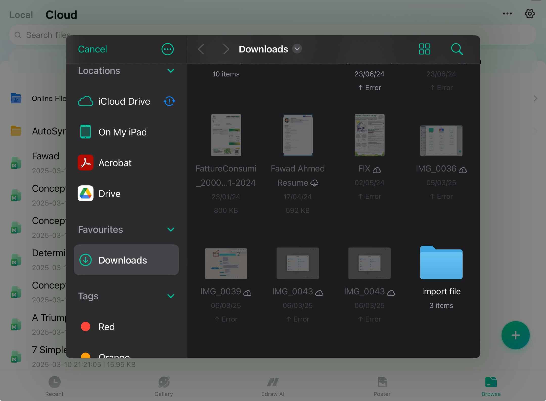 edrawmind import file local storage