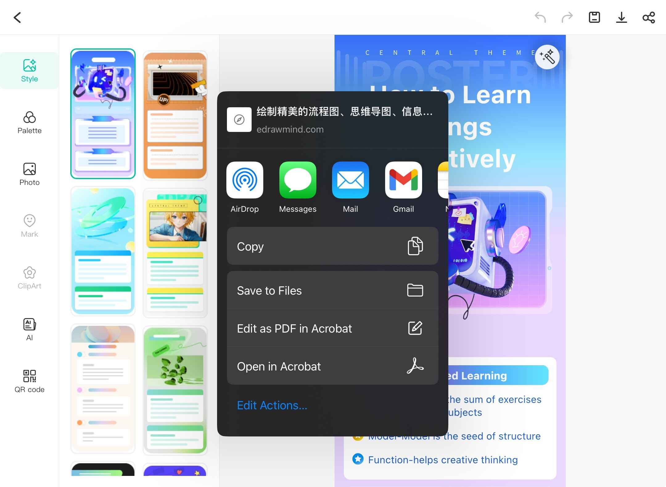 edrawmind sharing options