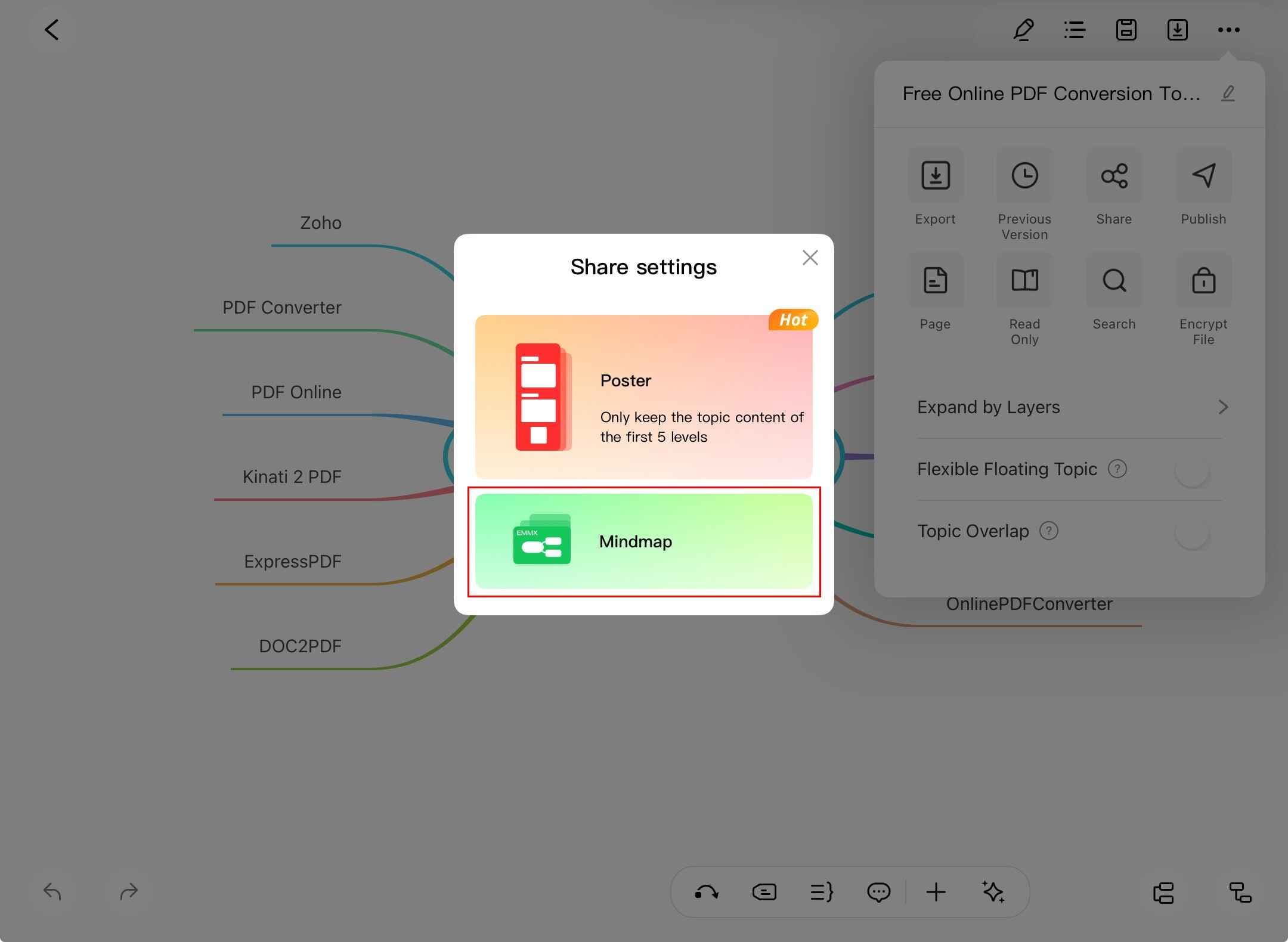 edrawmind share settings